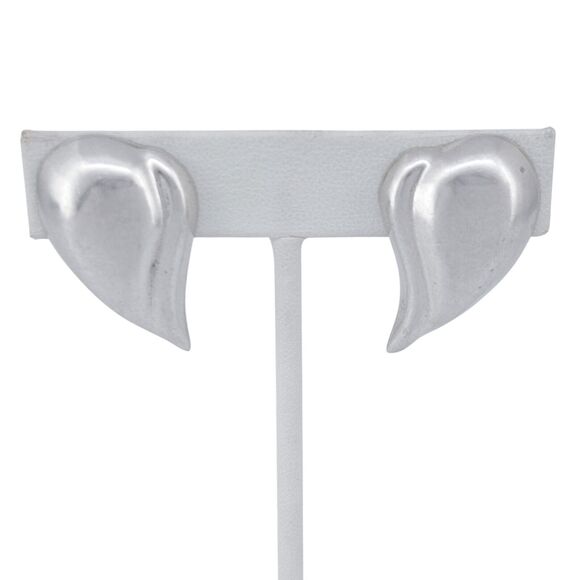 Vintage Mexican Sterling Silver 925 Abstract Leaf Clip-On Earrings - Picture 2 of 7